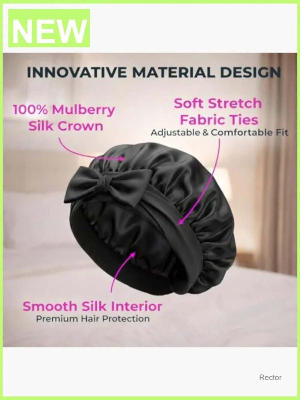 100% Mulberry Silk Sleep Cap Breathable Adjustable Hair Wrap Night Cap